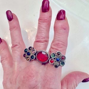 Tibetan Silver Vintage 2 Finger Ring